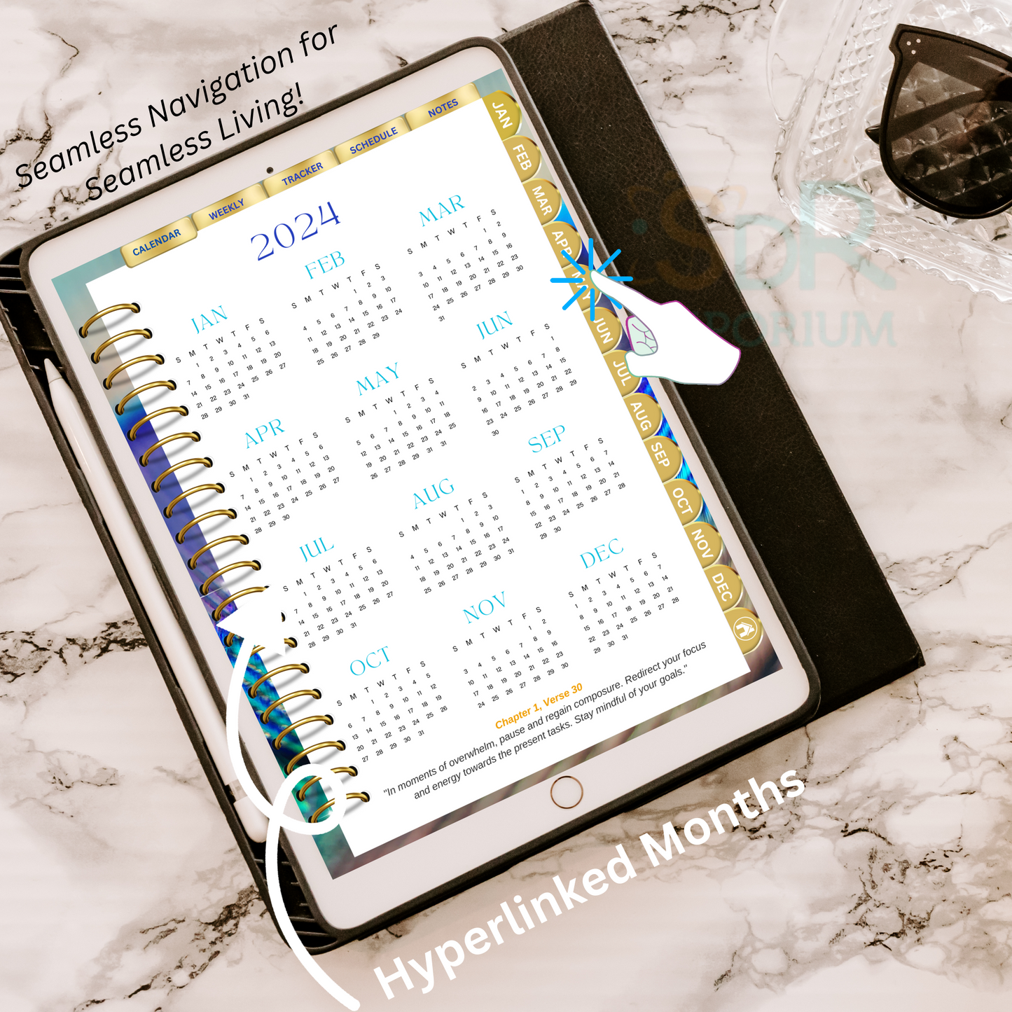 2024 Digital Planner - iPad Planner, Gita Inspired | Undated Weekly, Tracker, Schedule, Notes | Mindful Living,Inspirational, & Productivity