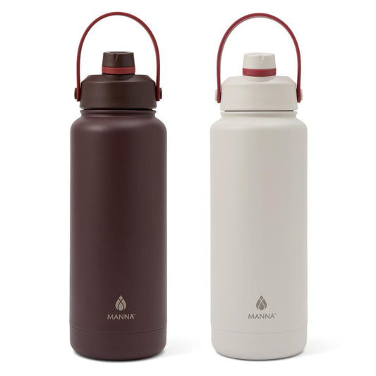 Manna Stainless Steel Beverage Bottle – 2 Pack (40 oz / 1.18 L)